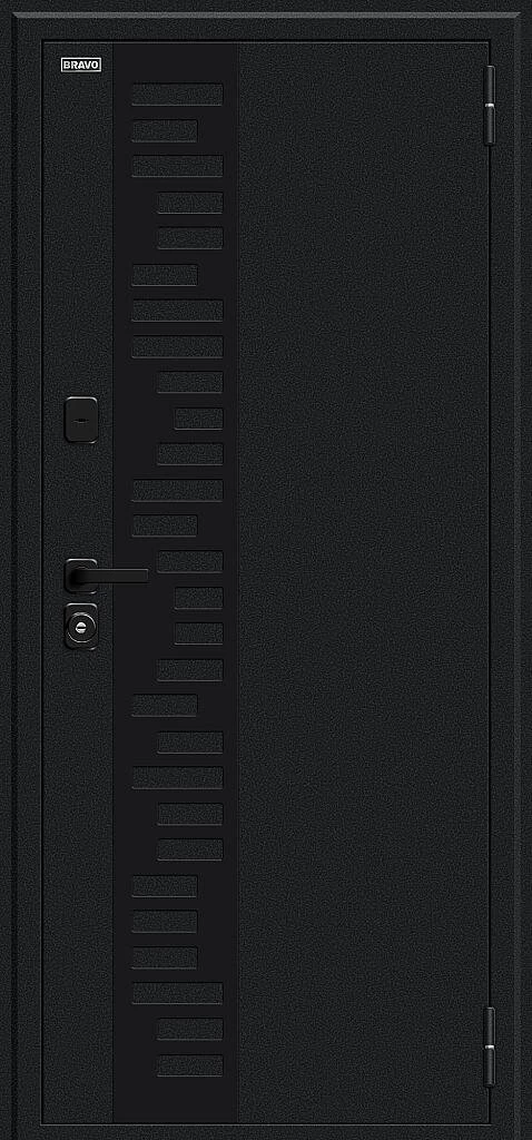 Входная дверь Thermo Техно Д2/SBlack Букле черное/White Silk BR6220 внешняя сторона