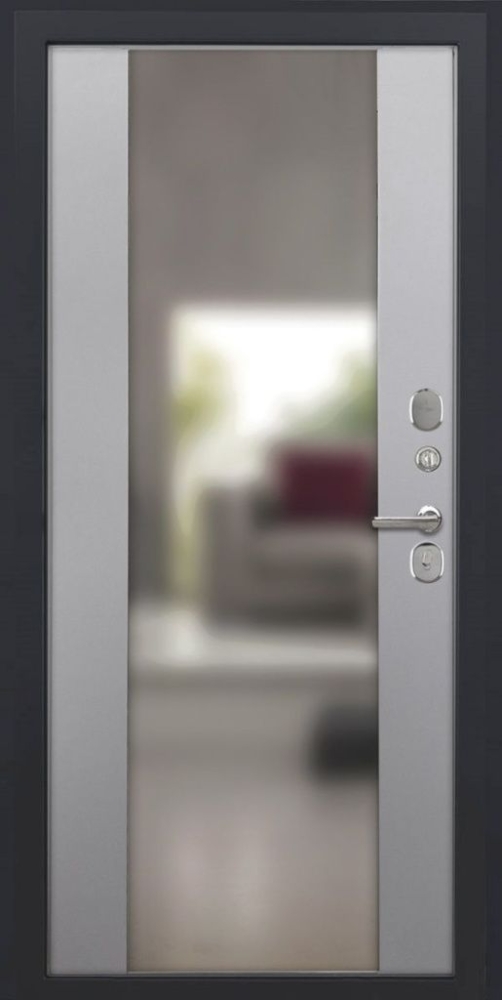 Входная дверь ДвериПРО L-45 Алиса (16мм, ПВХ софт грей, зеркало) DPRO196428 внутренняя сторона